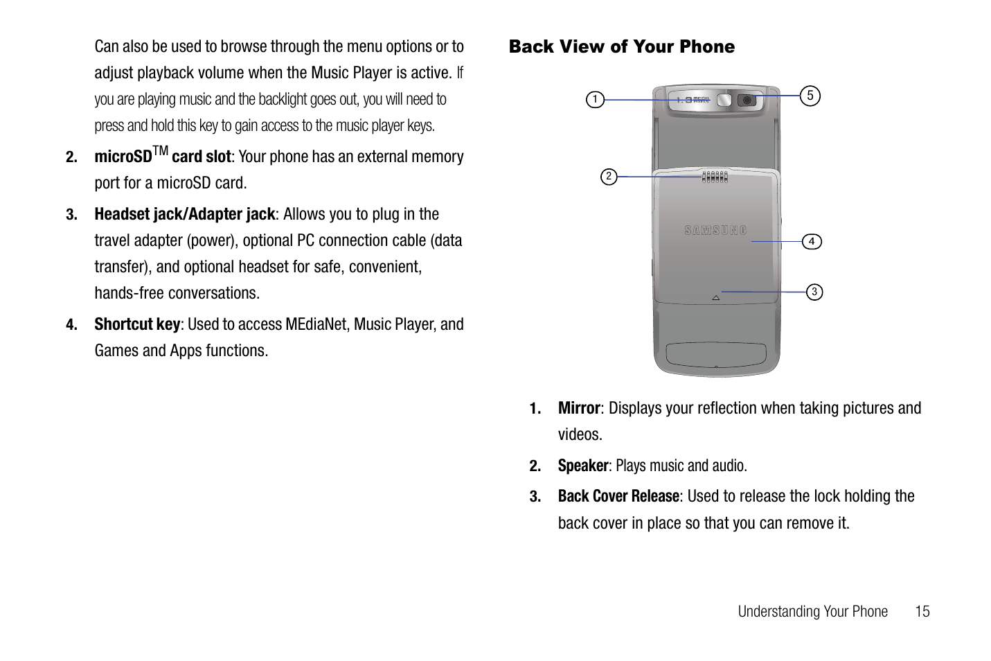 Back view of your phone | Samsung SGH-A767LBAATT User Manual | Page 19 / 164
