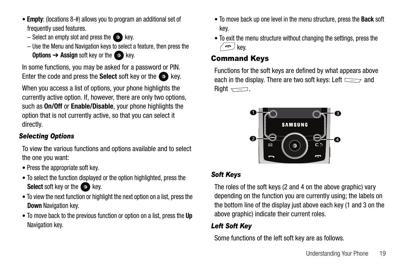 Command keys | Samsung SGH-A767LBAATT User Manual | Page 23 / 164