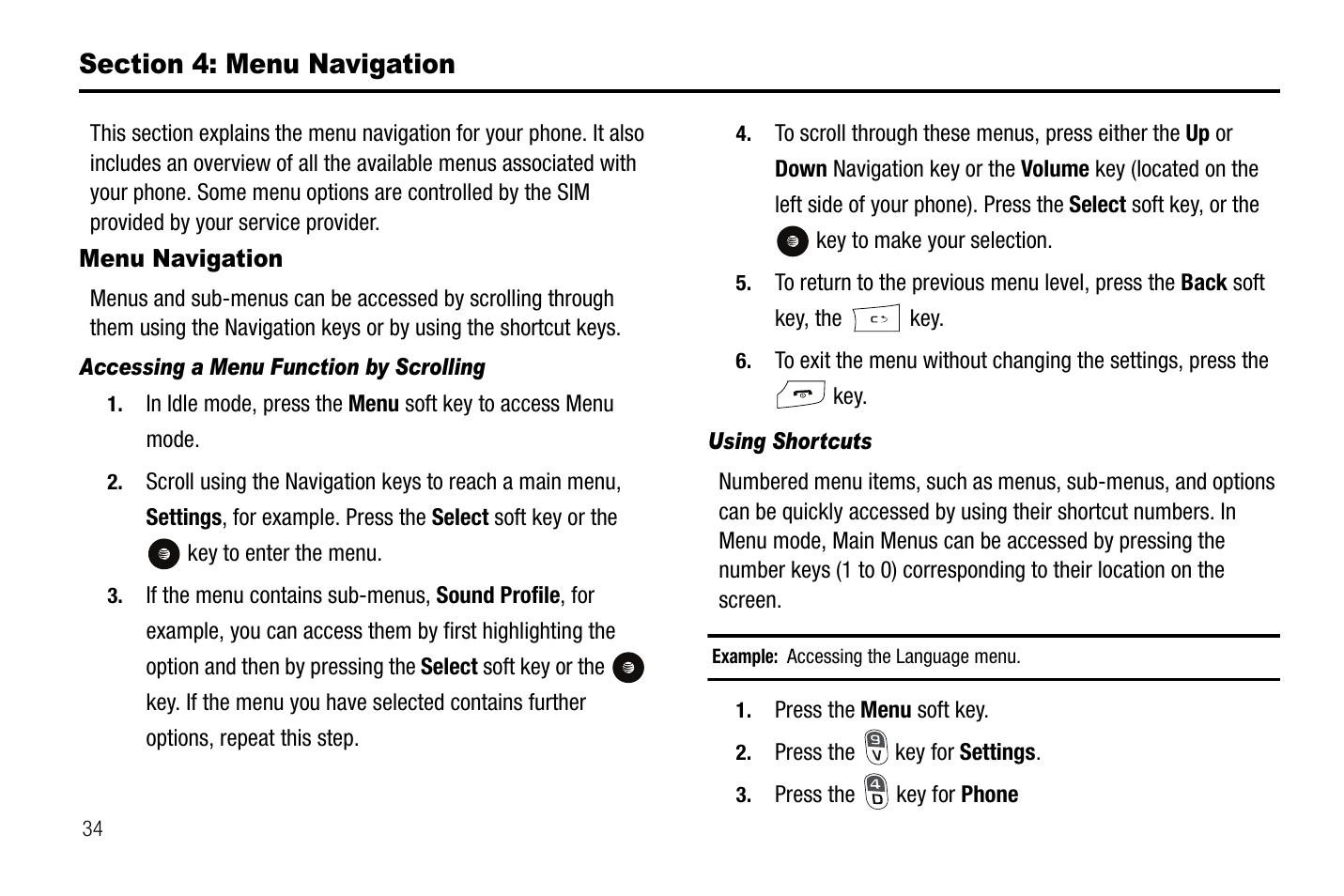 Section 4: menu navigation, Menu navigation | Samsung SGH-A767LBAATT User Manual | Page 38 / 164