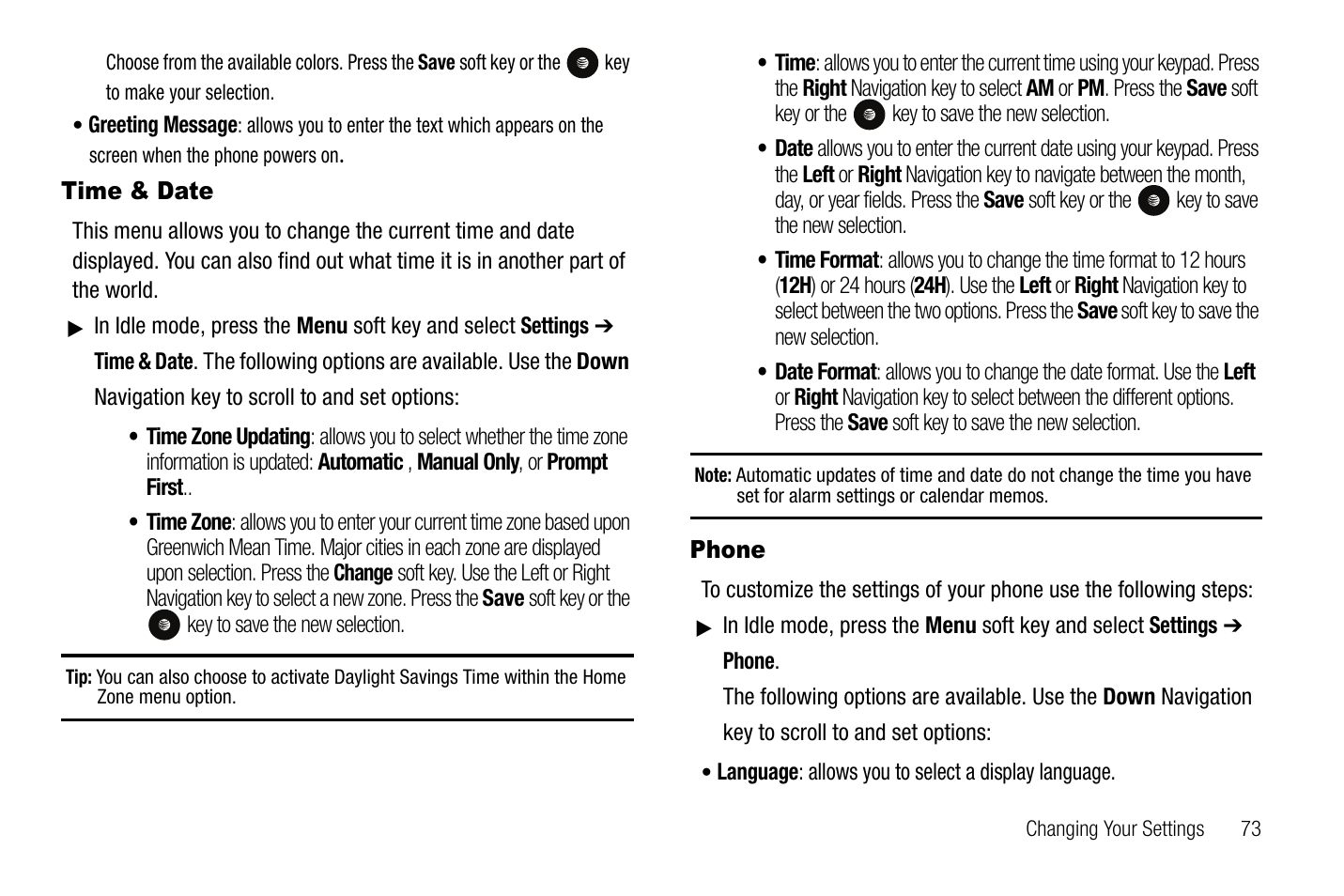 Time & date phone | Samsung SGH-A767LBAATT User Manual | Page 77 / 164