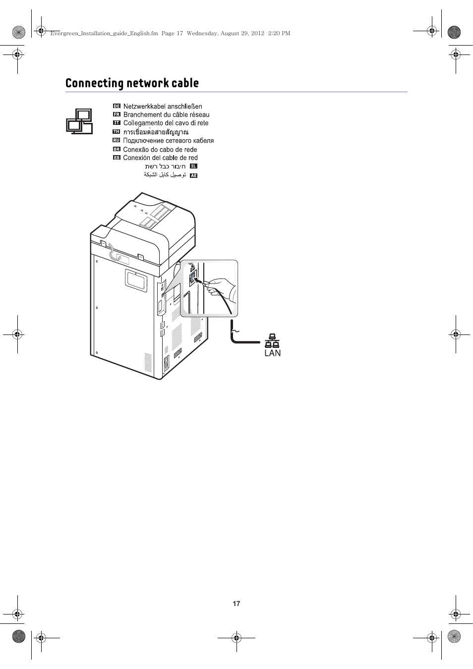 Connecting network cable | Samsung CLX-8650ND-SEE User Manual | Page 18 / 28