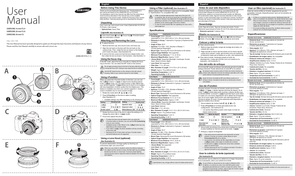 Samsung EX-W16ANW-US User Manual | 2 pages