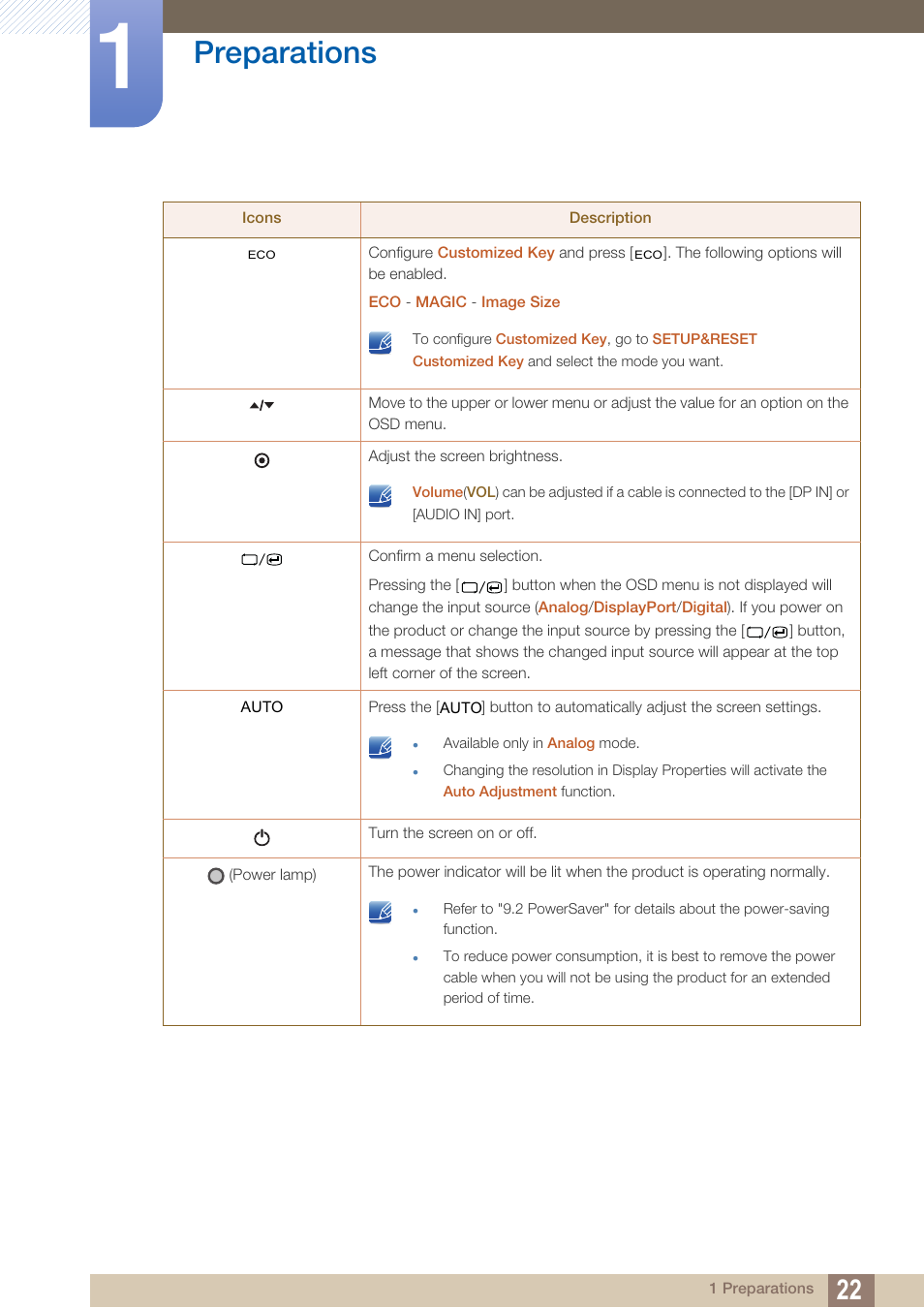 Preparations | Samsung LS22A650SEV-ZA User Manual | Page 22 / 94