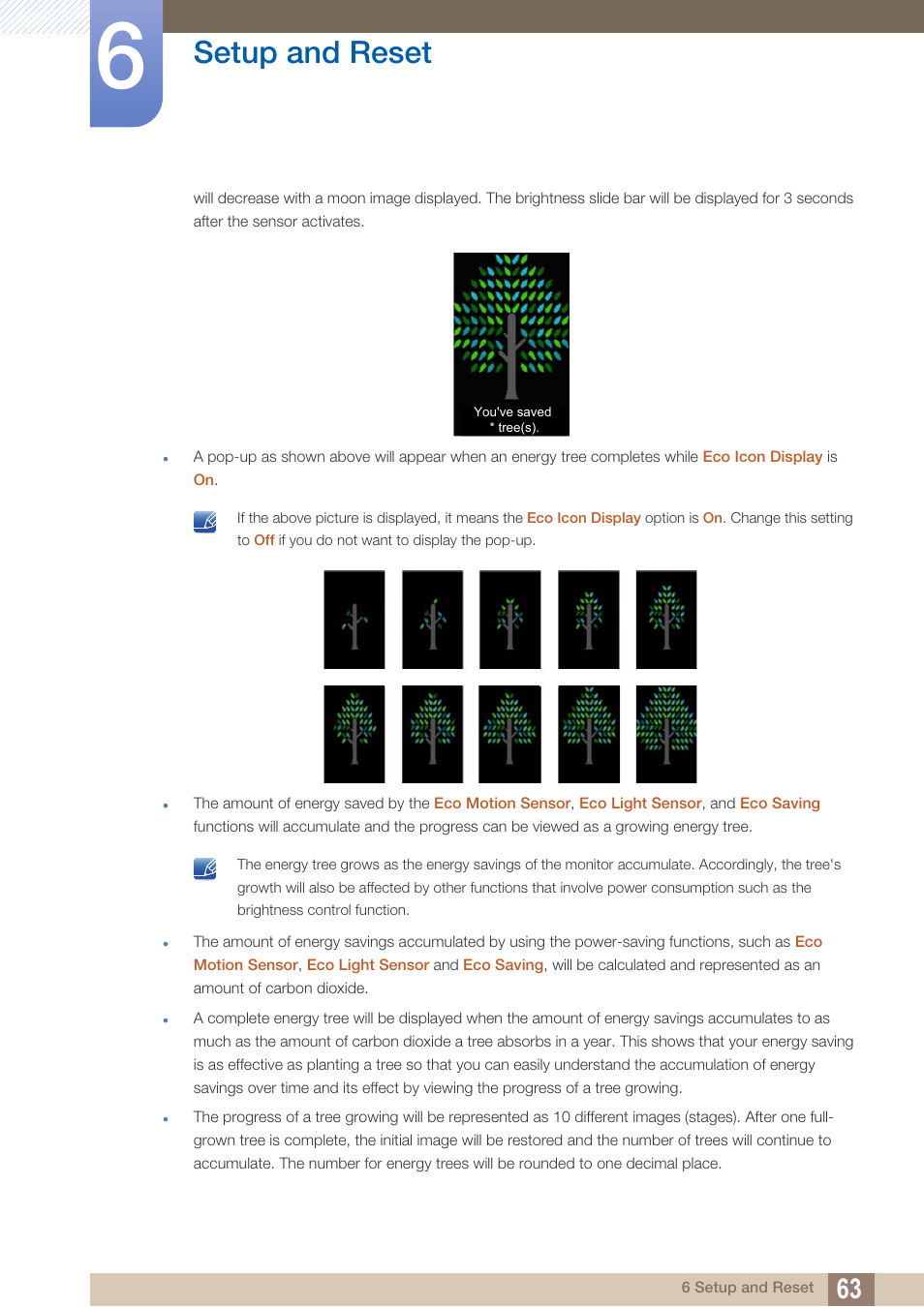 Setup and reset | Samsung LS22A650SEV-ZA User Manual | Page 63 / 94