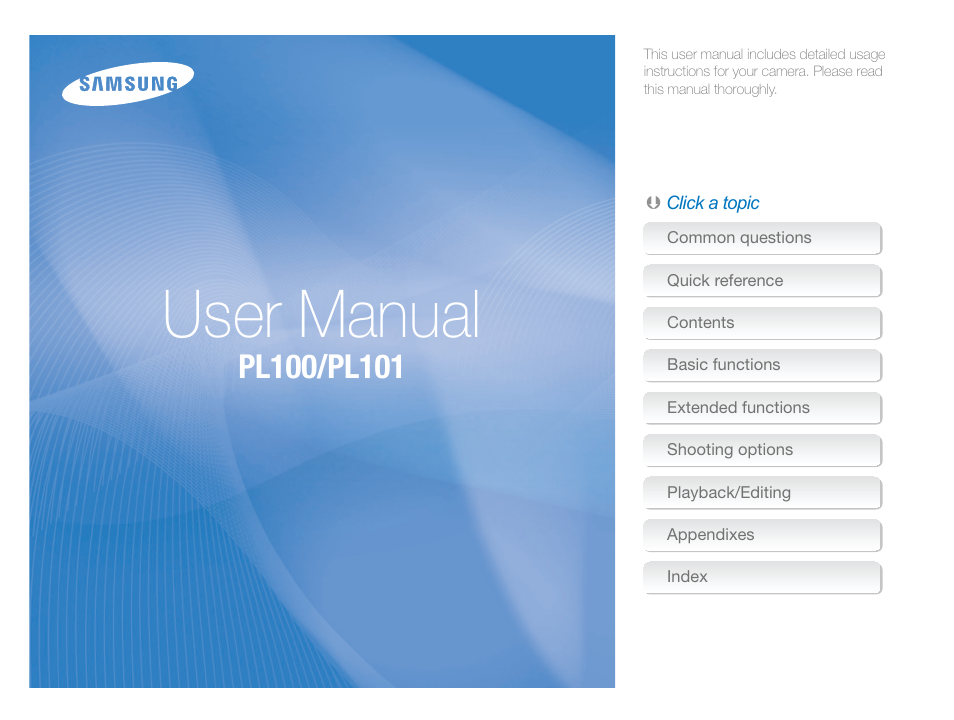 Samsung EC-PL100ZBPSPA User Manual | 100 pages