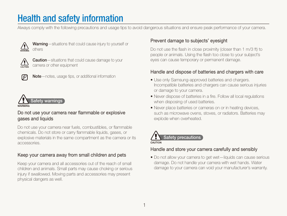 Health and safety information | Samsung EC-PL100ZBPSPA User Manual | Page 2 / 100