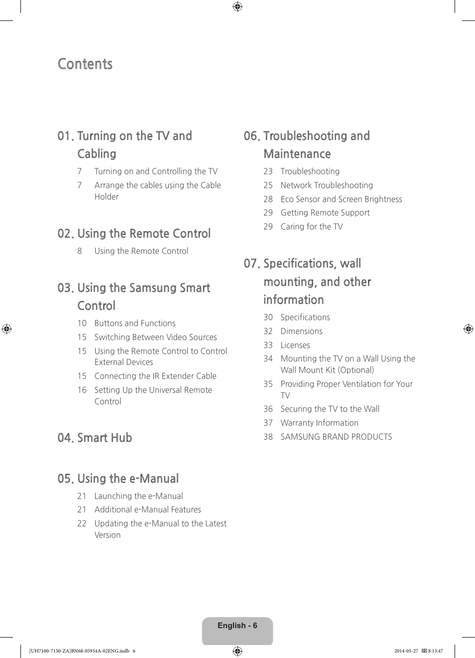 Samsung UN55H7150AFXZA User Manual | Page 6 / 40