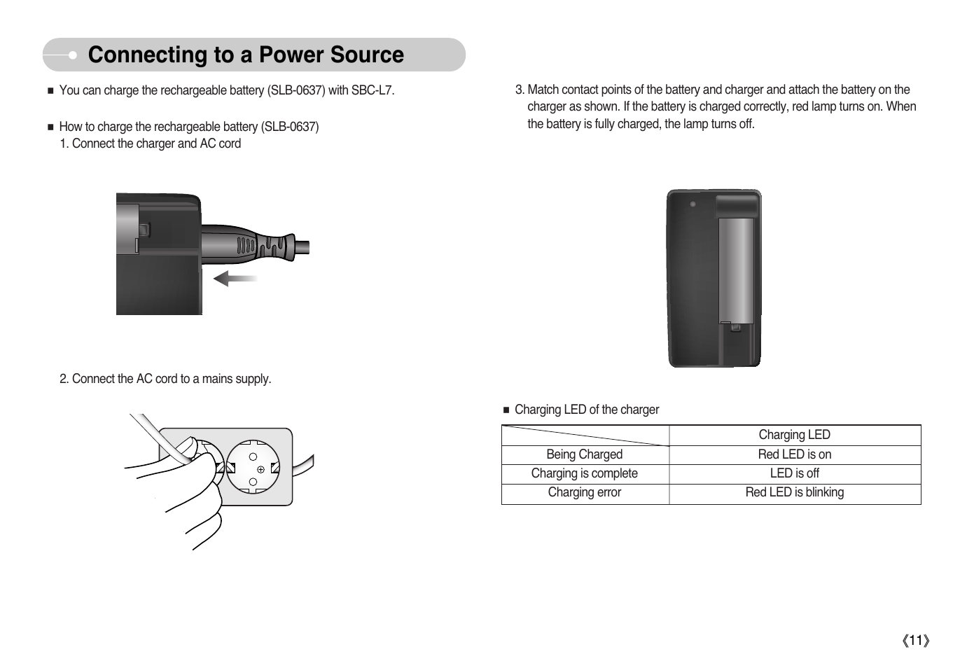 Connecting to a power source | Samsung EC-L77ZZBBA-AU User Manual | Page 12 / 98