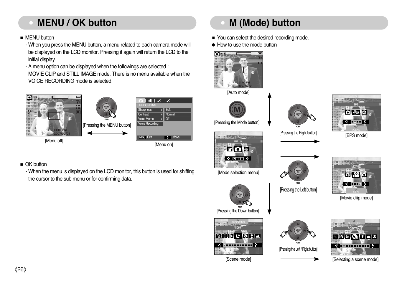 Menu / ok button m (mode) button | Samsung EC-L77ZZBBA-AU User Manual | Page 27 / 98