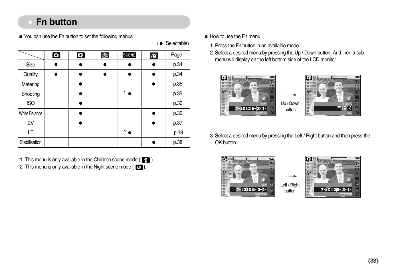 Fn button | Samsung EC-L77ZZBBA-AU User Manual | Page 34 / 98
