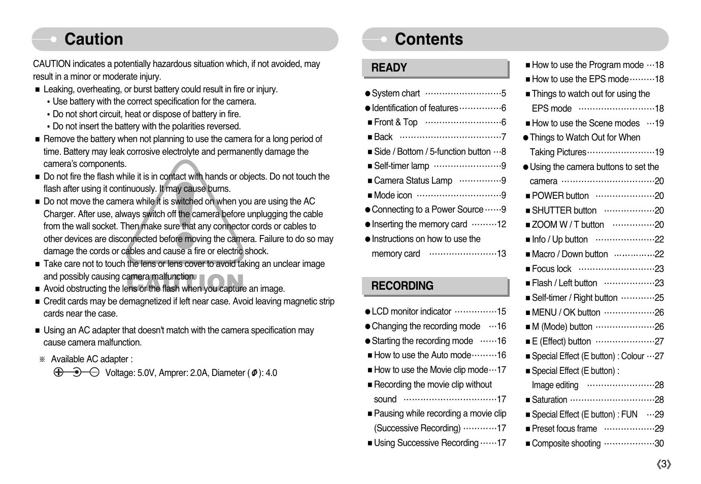 Contents caution | Samsung EC-L77ZZBBA-AU User Manual | Page 4 / 98
