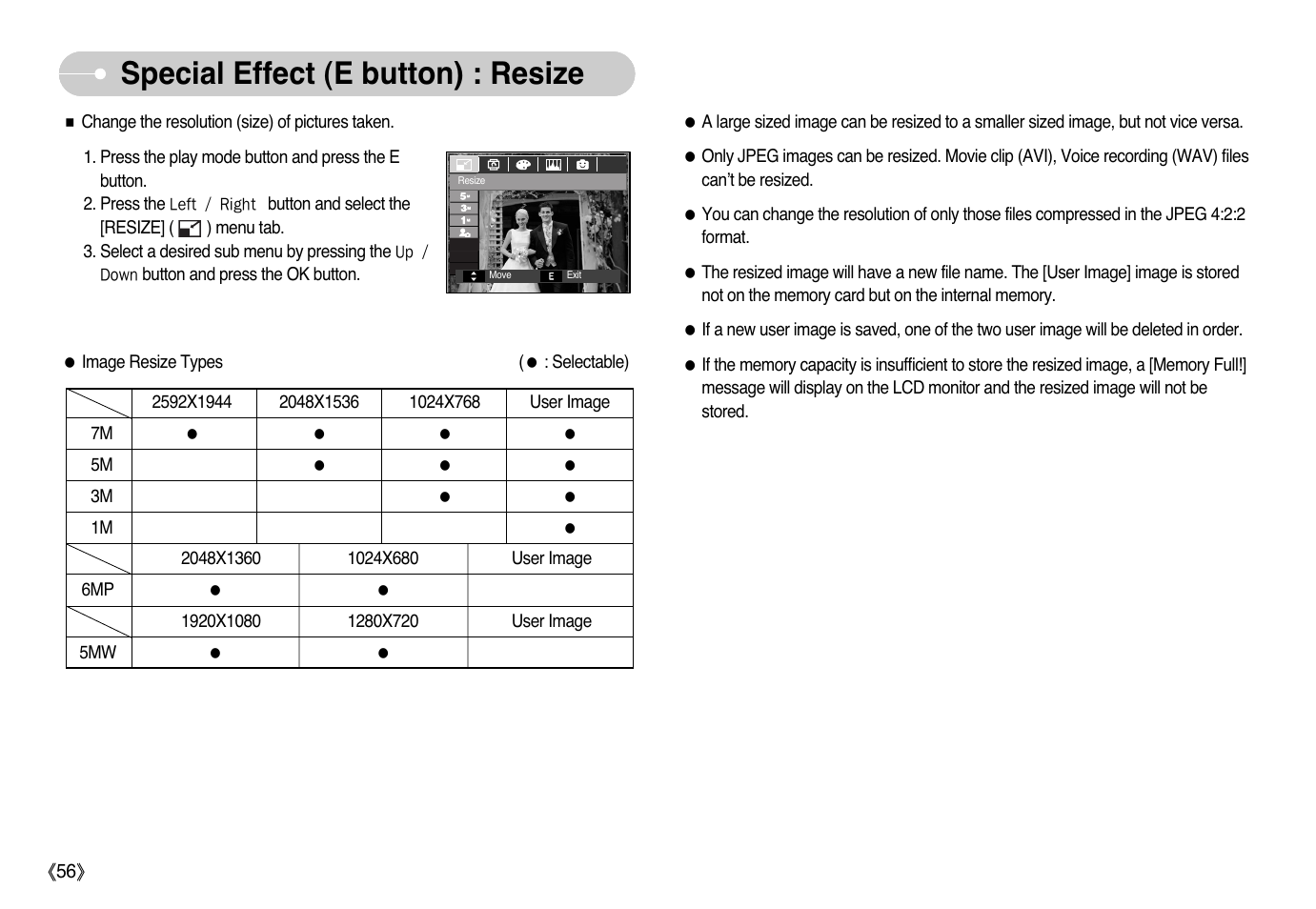 Special effect (e button) : resize | Samsung EC-L77ZZBBA-AU User Manual | Page 57 / 98
