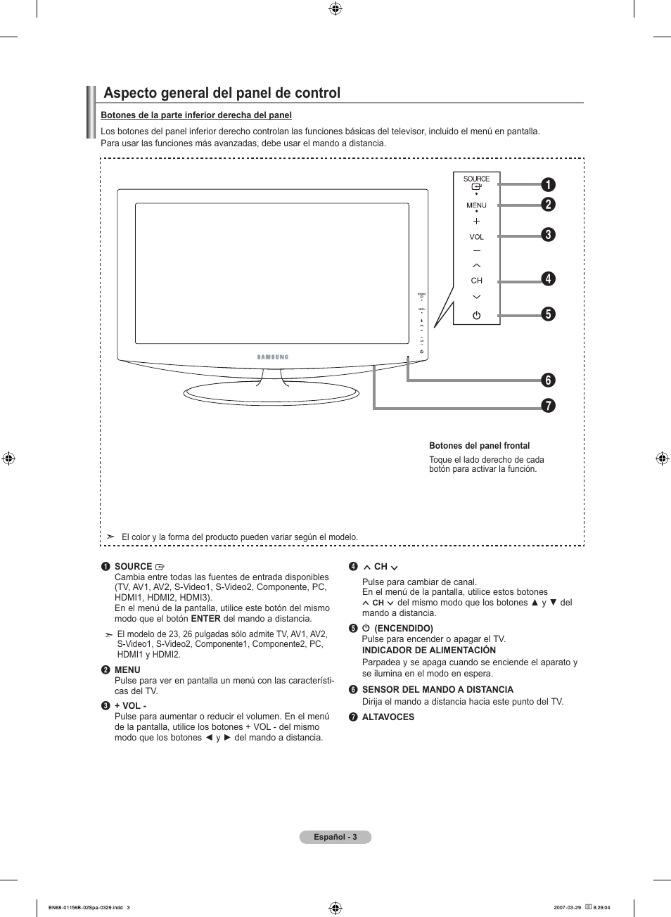 Aspecto general del panel de control | Samsung LNT2353HX-XAA User Manual | Page 103 / 191