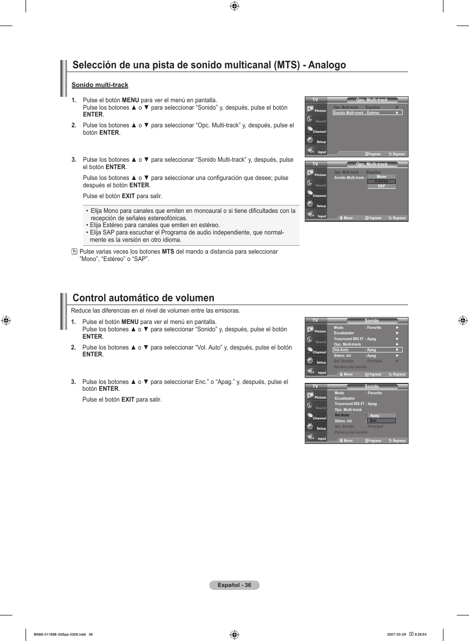 Control automático de volumen | Samsung LNT2353HX-XAA User Manual | Page 136 / 191