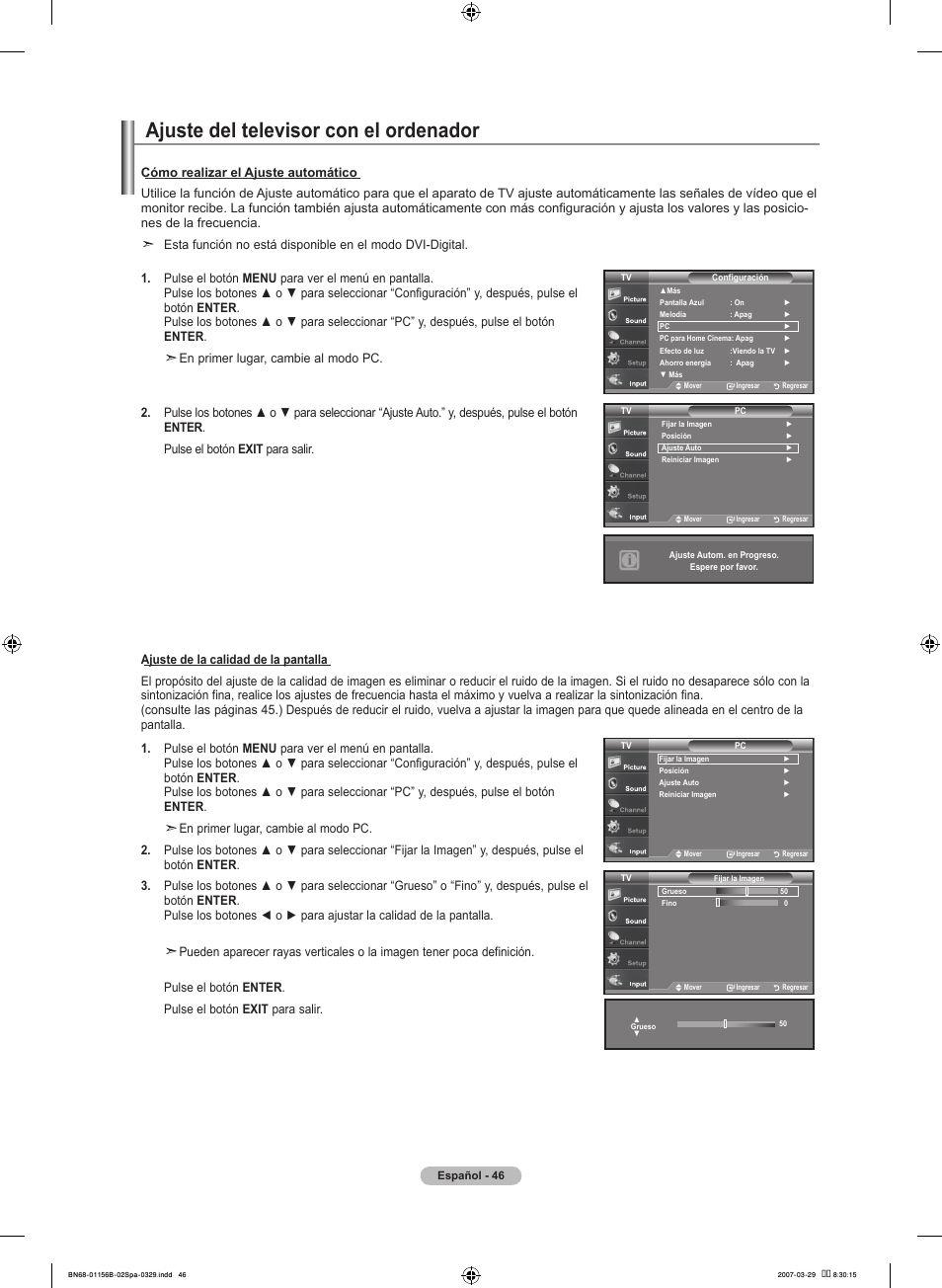 Ajuste del televisor con el ordenador | Samsung LNT2353HX-XAA User Manual | Page 146 / 191