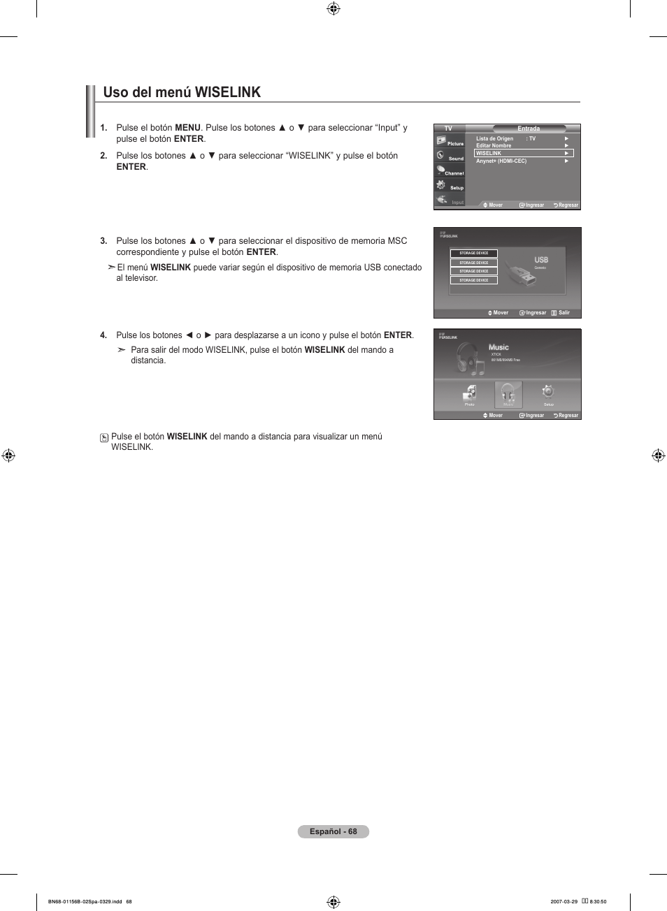 Uso del menú wiselink | Samsung LNT2353HX-XAA User Manual | Page 168 / 191