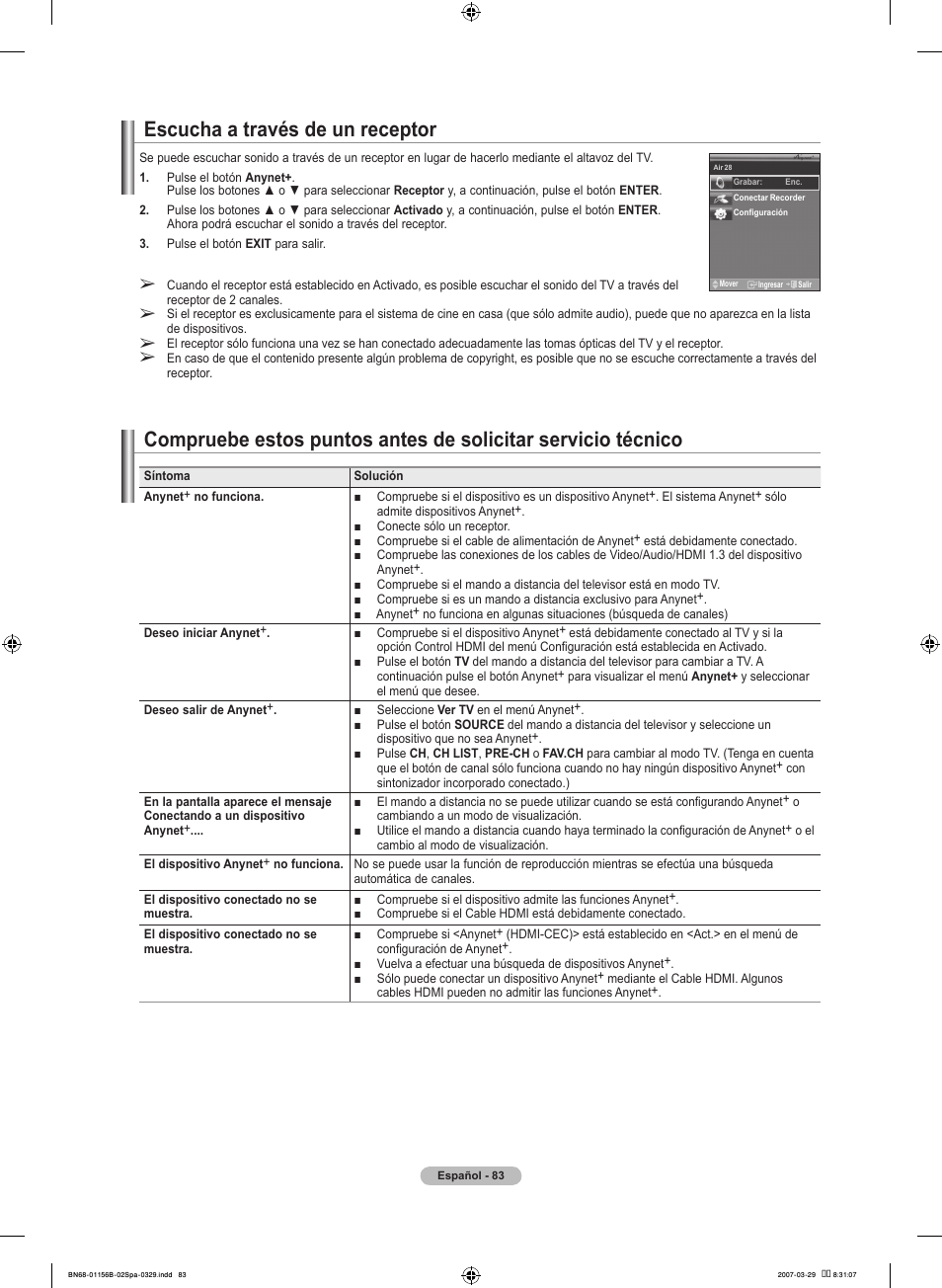 Escucha a través de un receptor | Samsung LNT2353HX-XAA User Manual | Page 183 / 191