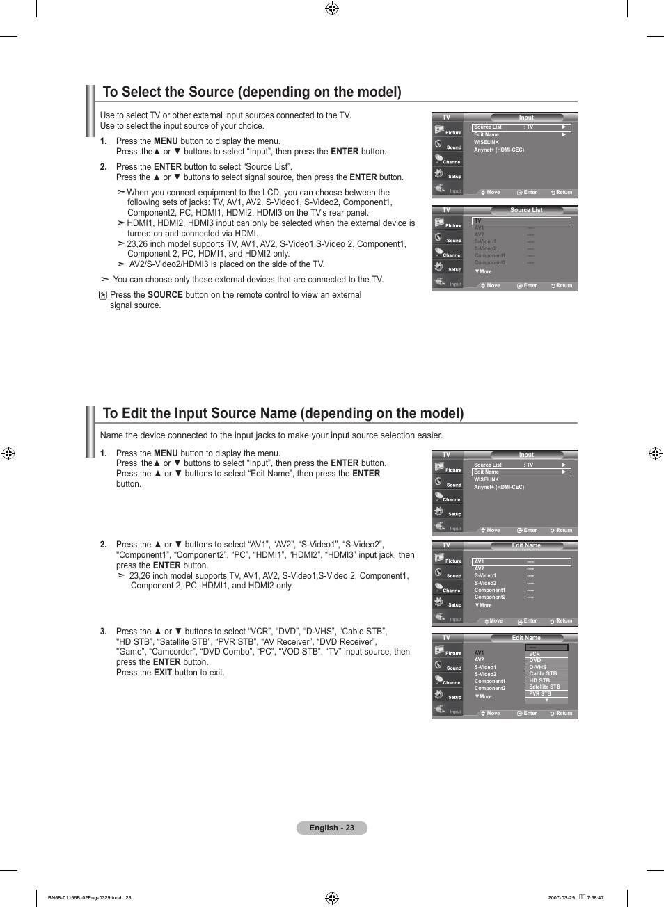 Samsung LNT2353HX-XAA User Manual | Page 25 / 191