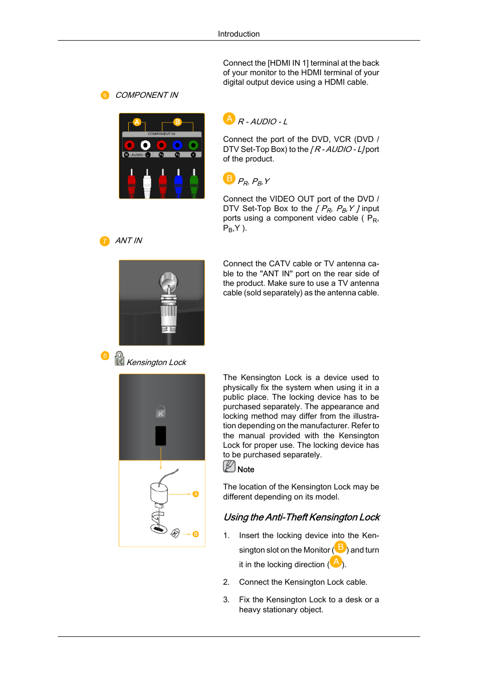 Using the anti-theft kensington lock | Samsung LS23CFUKFV-ZA User Manual | Page 15 / 88