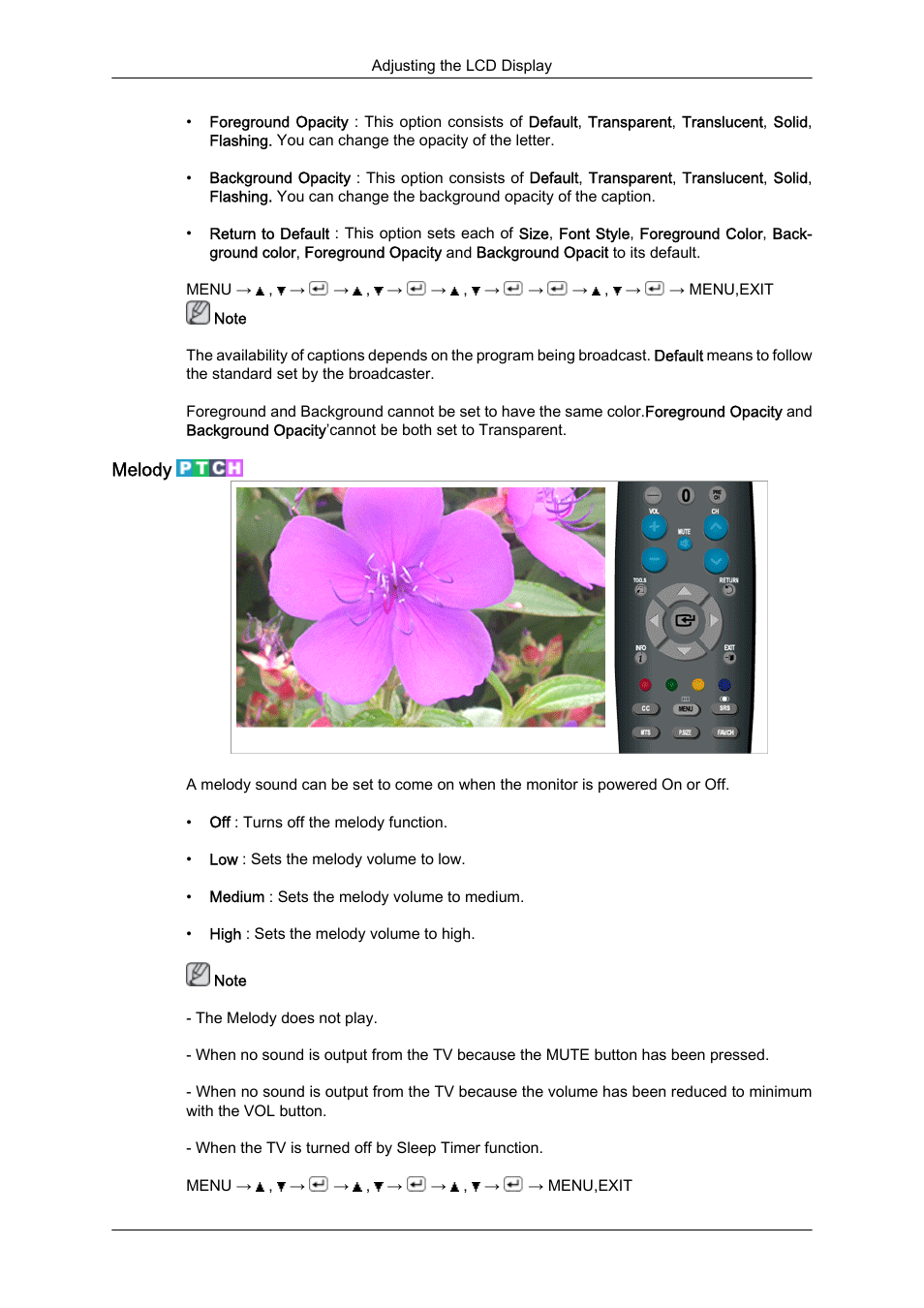 Melody | Samsung LS23CFUKFV-ZA User Manual | Page 63 / 88