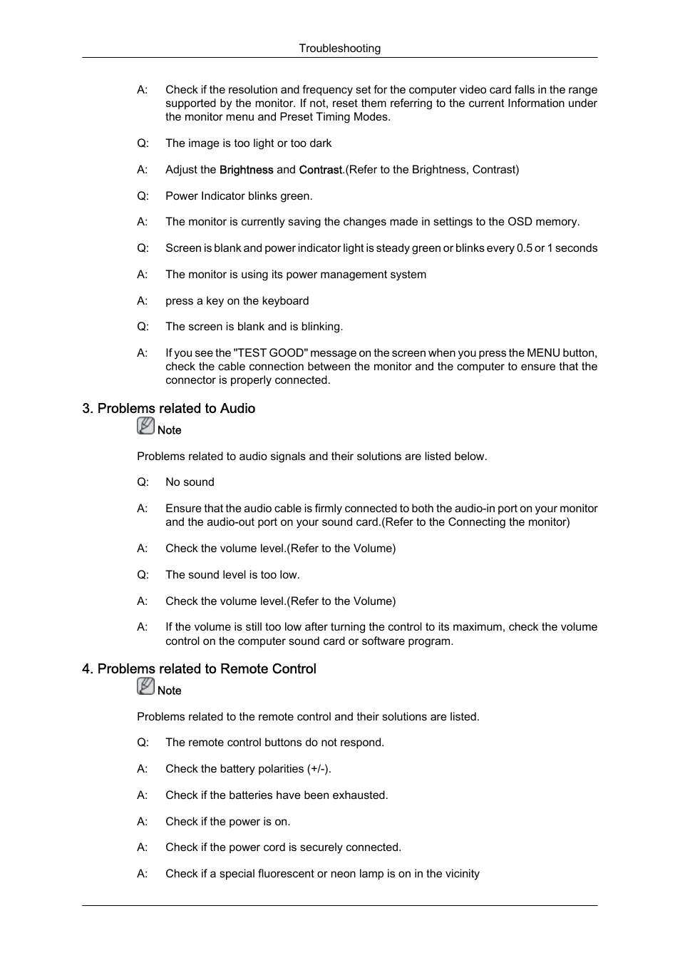 Problems related to audio, Problems related to remote control | Samsung LS23CFUKFV-ZA User Manual | Page 70 / 88