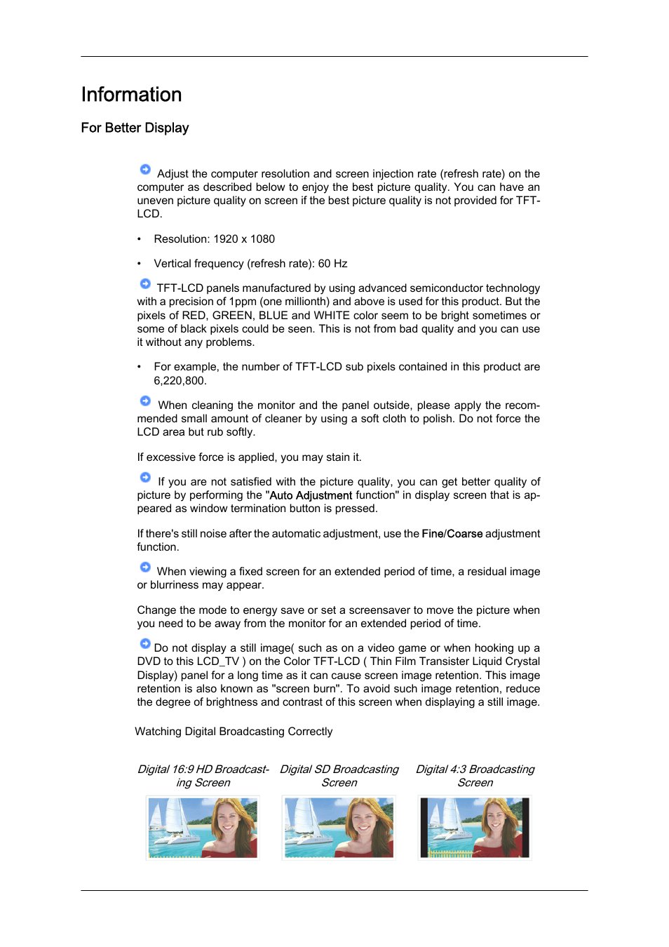 Information, For better display | Samsung LS23CFUKFV-ZA User Manual | Page 78 / 88