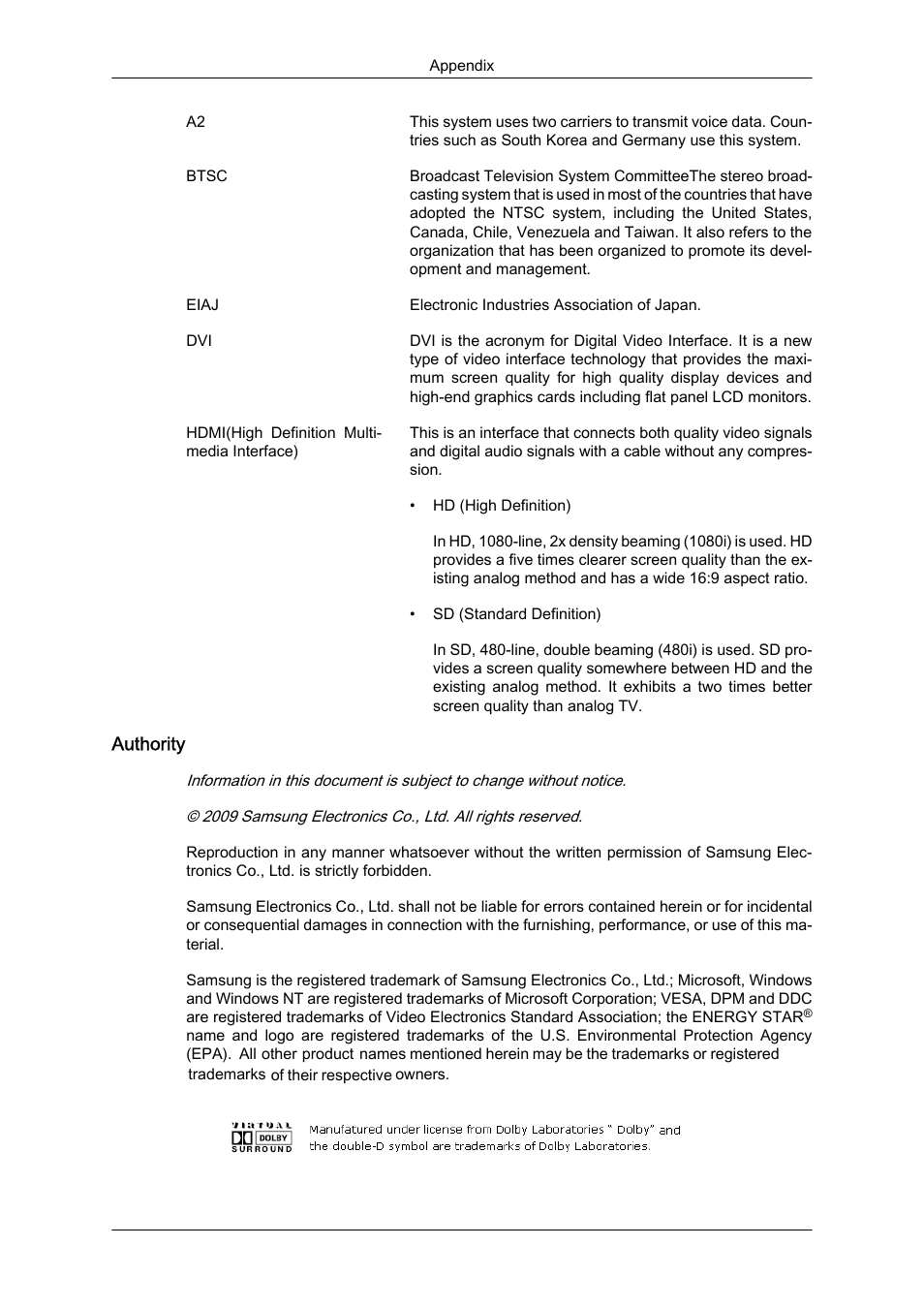 Authority | Samsung LS23CFUKFV-ZA User Manual | Page 88 / 88