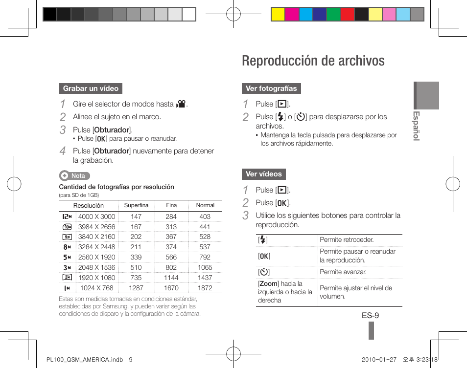 Reproducción de archivos | Samsung EC-PL100ZBPPPA User Manual | Page 19 / 32
