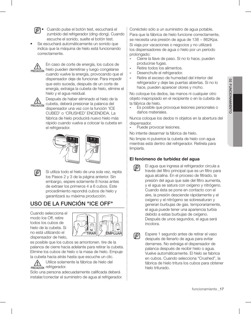 Uso de la función "ice off | Samsung RF4287HAPN-XAA User Manual | Page 45 / 56