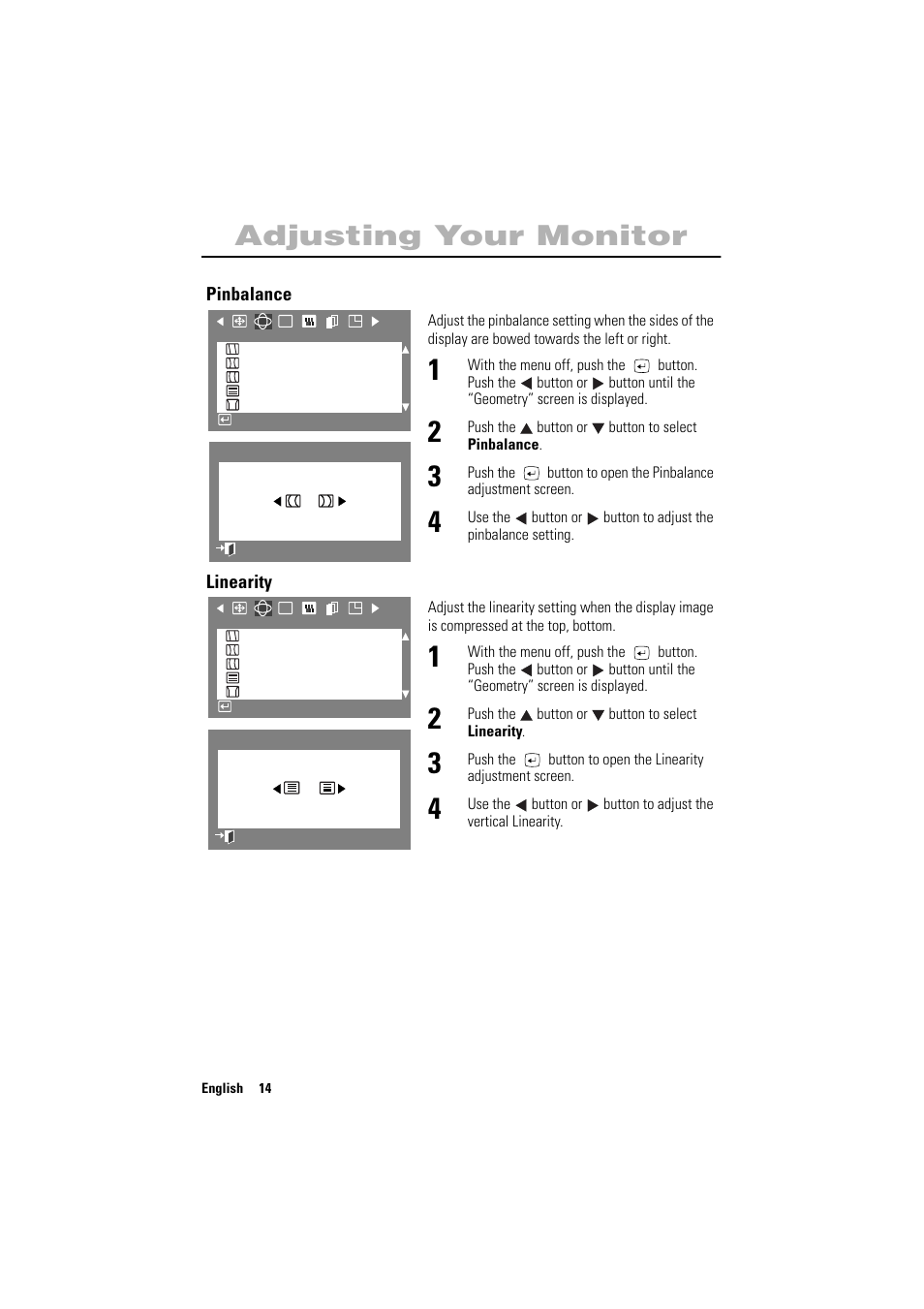 Adjusting your monitor | Samsung PG17NSBU-ADC User Manual | Page 16 / 35