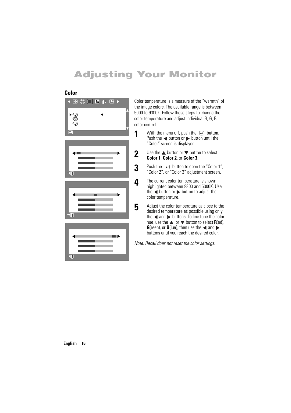 Adjusting your monitor | Samsung PG17NSBU-ADC User Manual | Page 18 / 35