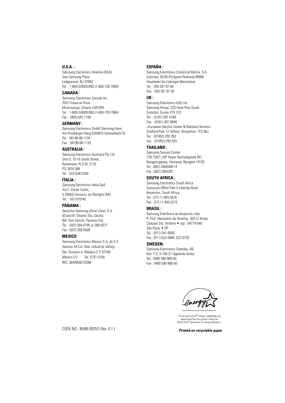 Samsung PG17NSBU-ADC User Manual | Page 35 / 35