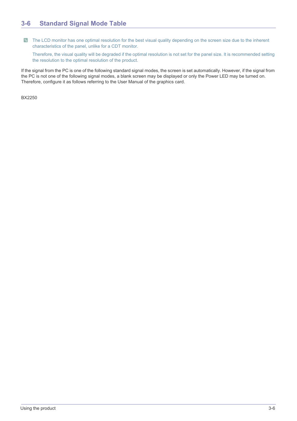 6 standard signal mode table, Standard signal mode table -6 | Samsung LS24B5HVFH-ZA User Manual | Page 23 / 77