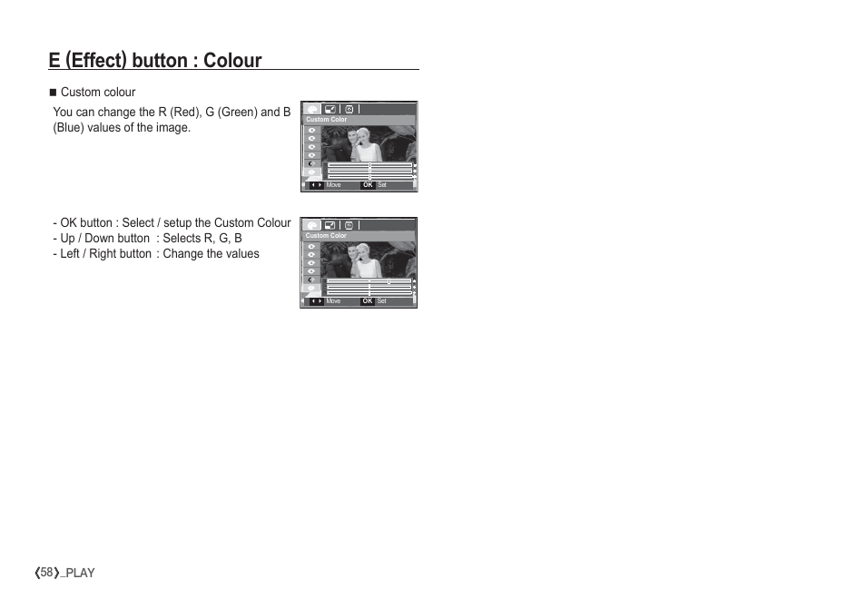 E (effect) button : colour | Samsung EC-S1050SDA-DE User Manual | Page 59 / 94