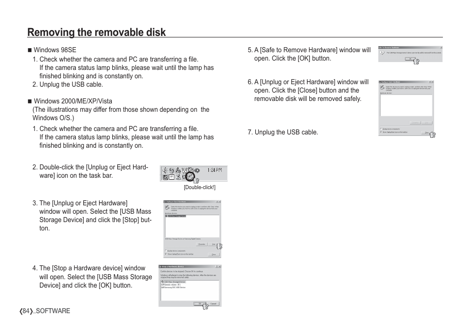 Removing the removable disk | Samsung EC-S1050SDA-DE User Manual | Page 85 / 94