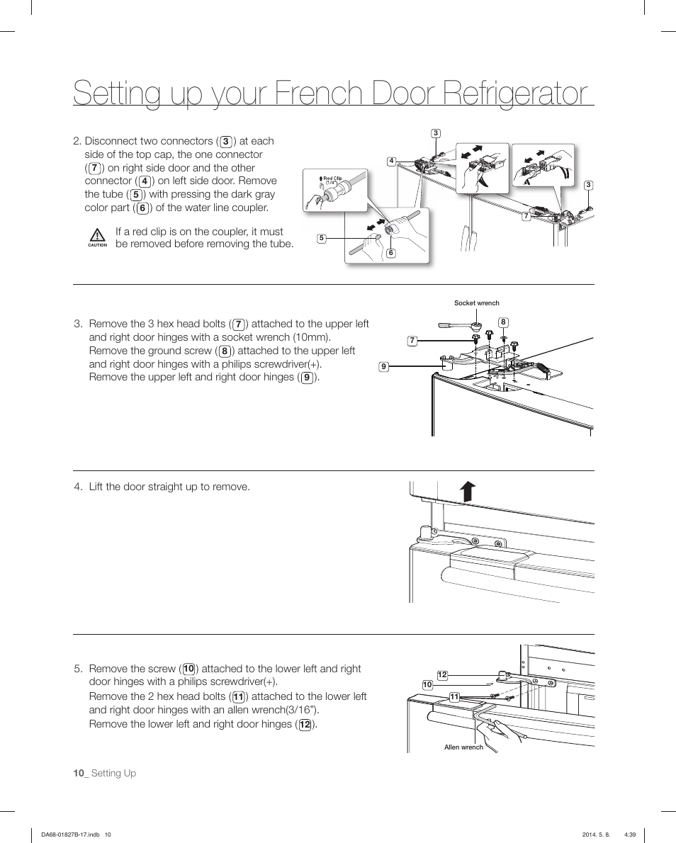 Setting up your french door refrigerator | Samsung RFG237AAWP-XAA User Manual | Page 10 / 100