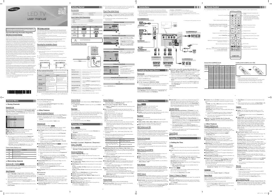 Samsung UN55EH6000FXZA User Manual | 2 pages