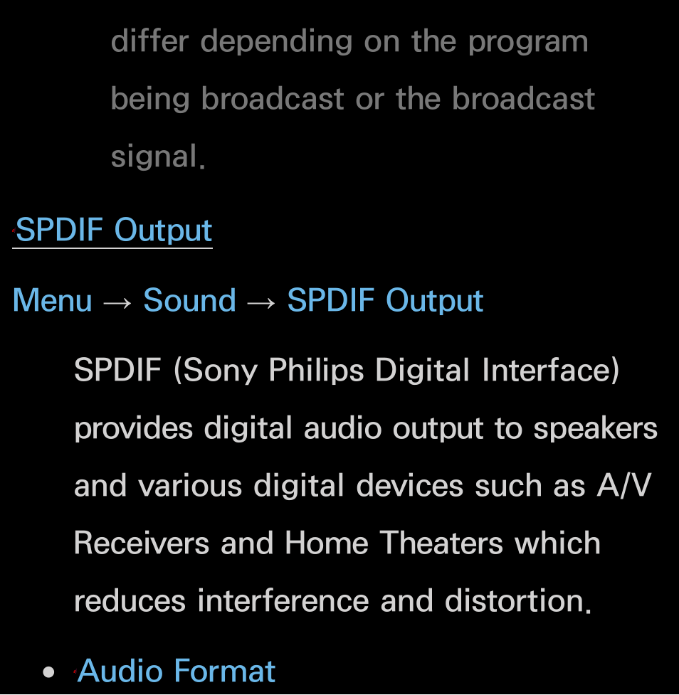 Audio format | Samsung UN55FH6200FXZA User Manual | Page 101 / 678