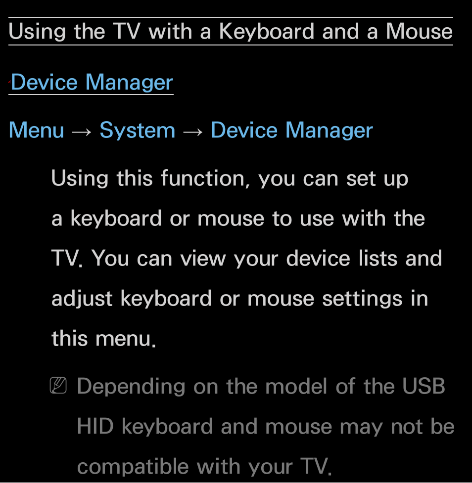 Using the tv with a, Keyboard and a mouse, Using the tv with a keyboard and a mouse | Samsung UN55FH6200FXZA User Manual | Page 214 / 678