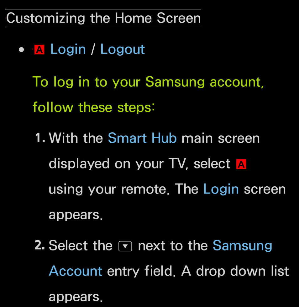 Customizing the home screen | Samsung UN55FH6200FXZA User Manual | Page 312 / 678