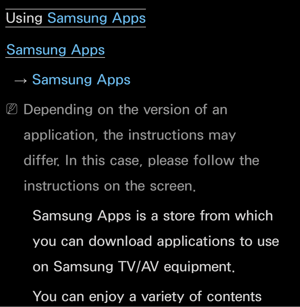 Using, Samsung apps, Using samsung apps | Samsung apps ² → samsung apps | Samsung UN55FH6200FXZA User Manual | Page 343 / 678