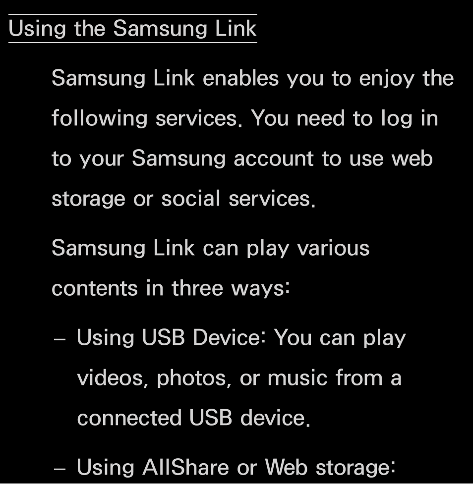 Using the samsung link | Samsung UN55FH6200FXZA User Manual | Page 513 / 678