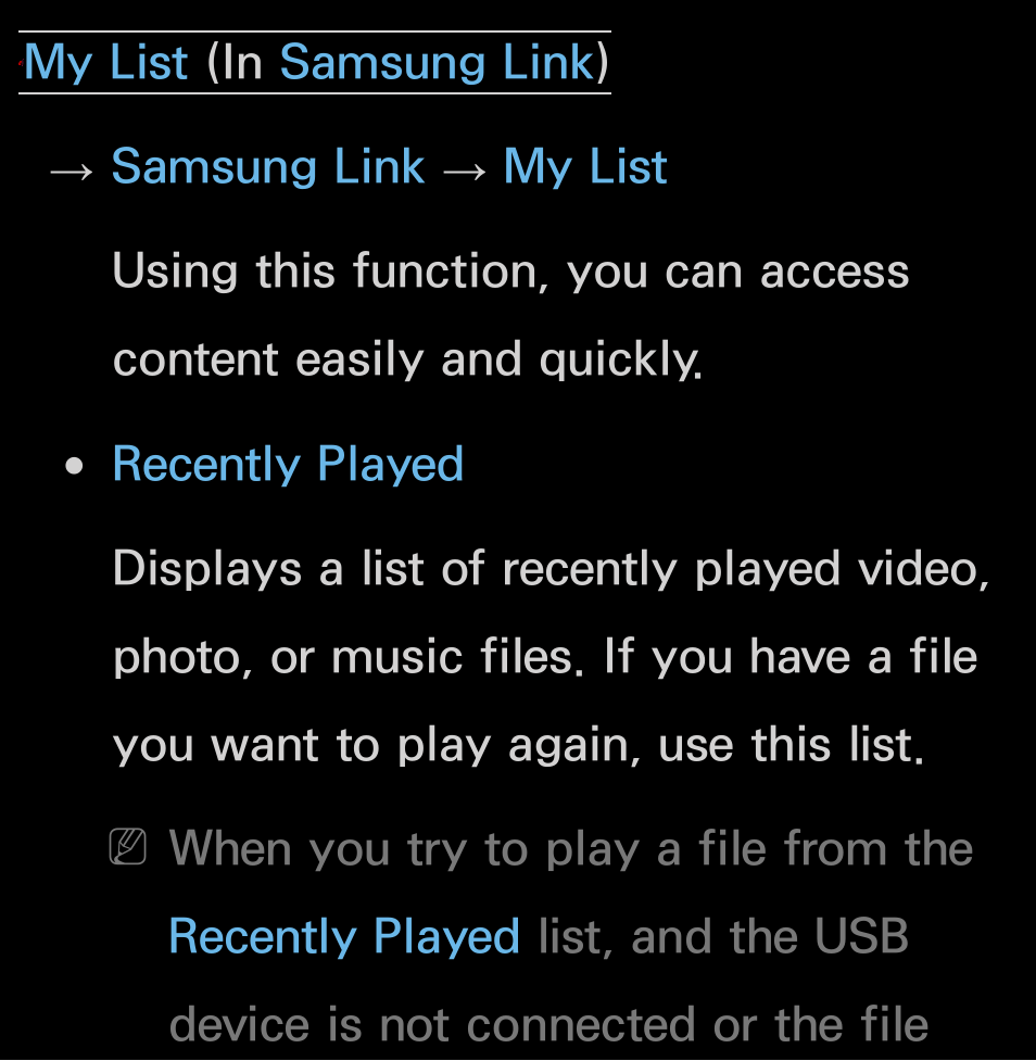 My list, Samsung link | Samsung UN55FH6200FXZA User Manual | Page 517 / 678