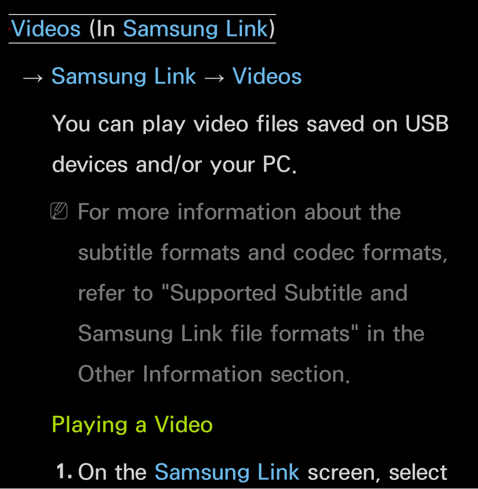 Videos, Samsung link | Samsung UN55FH6200FXZA User Manual | Page 530 / 678