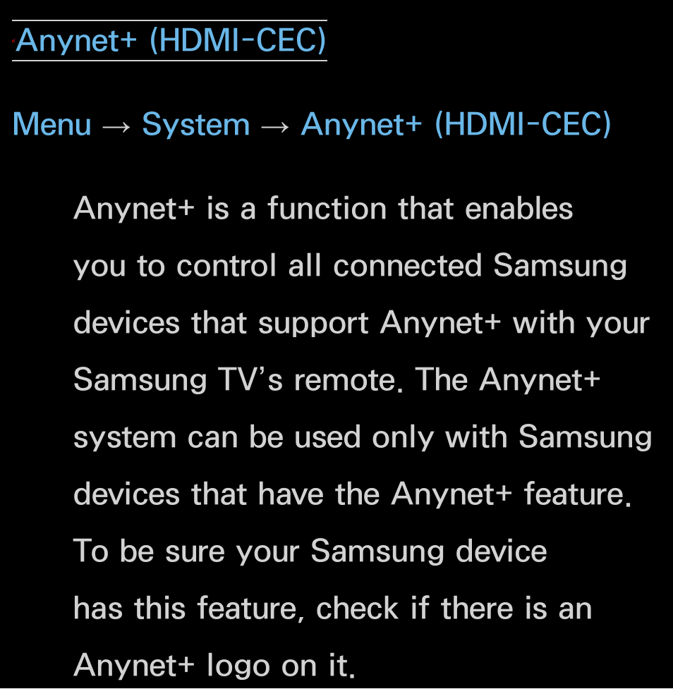 Anynet+ (hdmi-cec) | Samsung UN55FH6200FXZA User Manual | Page 589 / 678