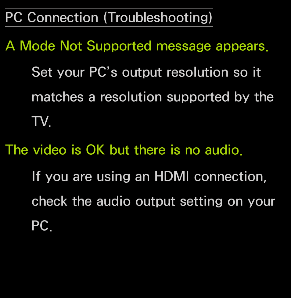 Pc connection (troubleshooting) 628 | Samsung UN55FH6200FXZA User Manual | Page 632 / 678