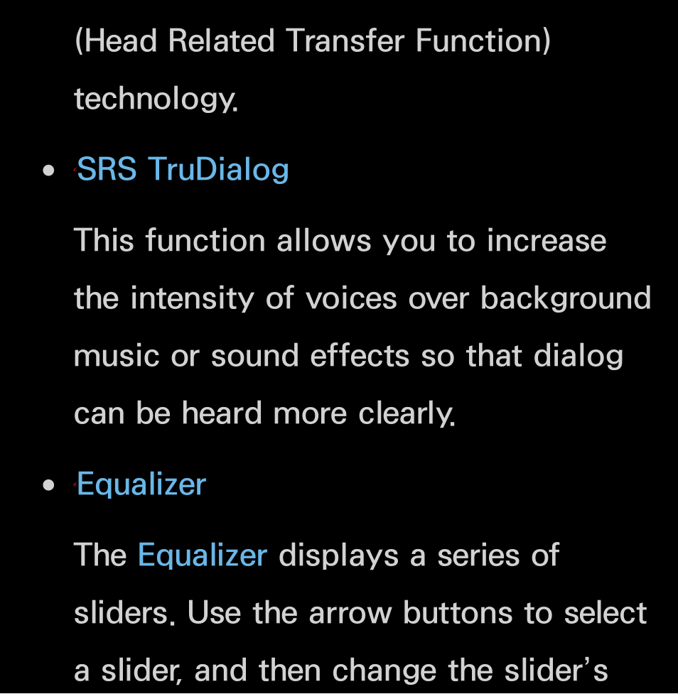 Head related transfer function) technology | Samsung UN55FH6200FXZA User Manual | Page 97 / 678