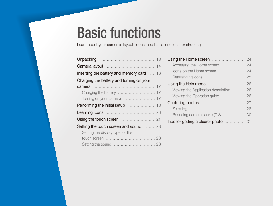 Basic functions | Samsung EC-WB210ZBPBCA User Manual | Page 13 / 138