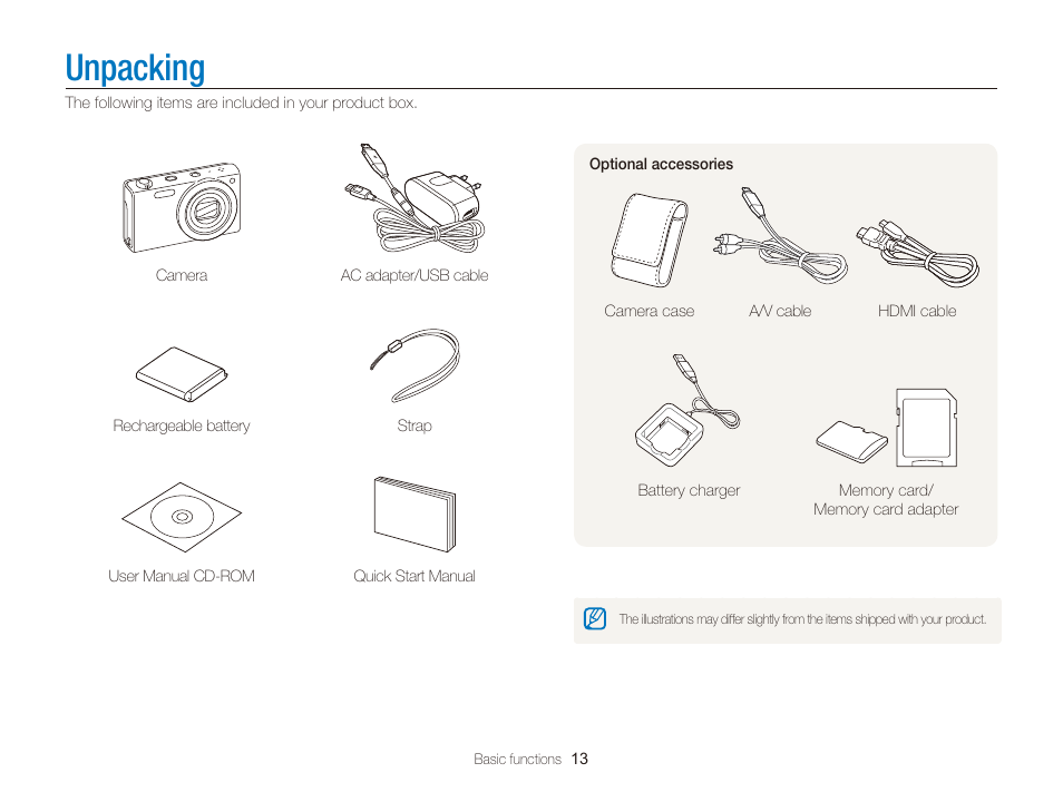 Unpacking | Samsung EC-WB210ZBPBCA User Manual | Page 14 / 138