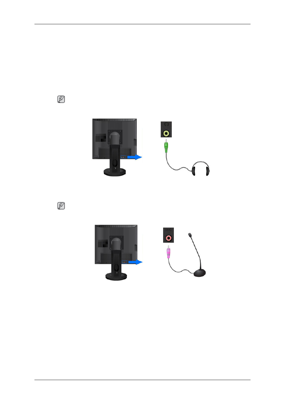 Connecting headphone, Connecting mic | Samsung LF19BKBLB-ZA User Manual | Page 18 / 82